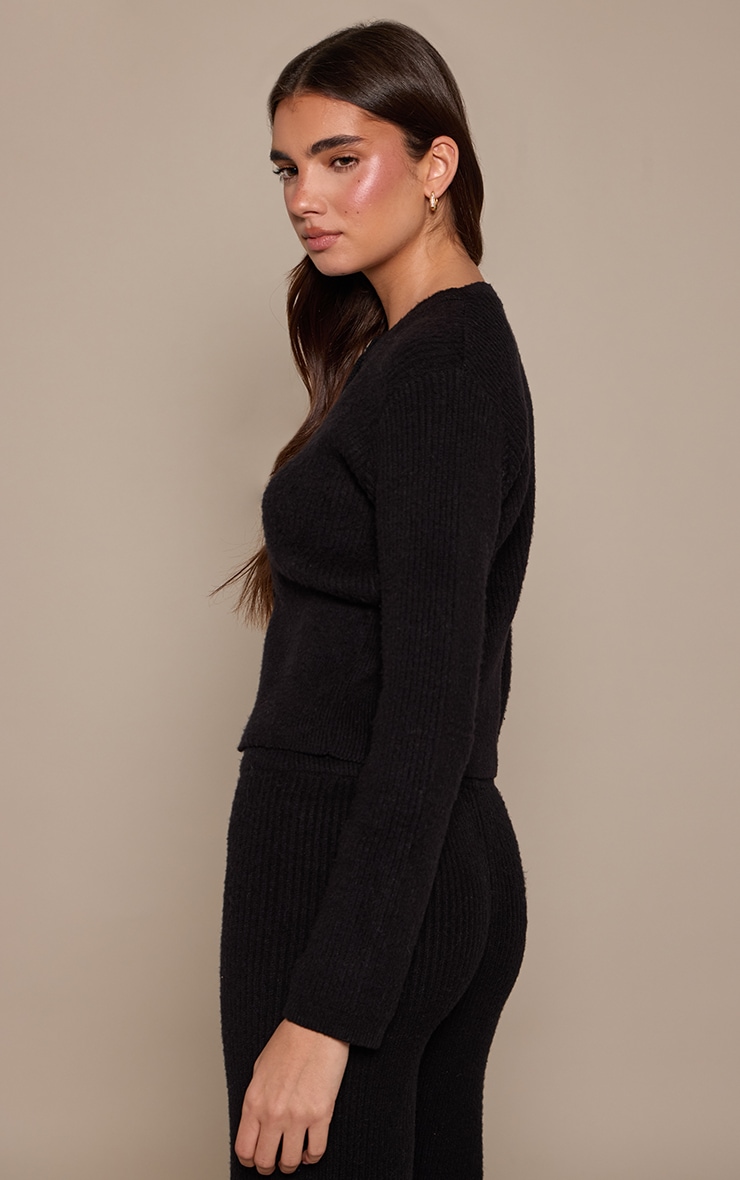 Black Cinched Waist Cardigan  image 2