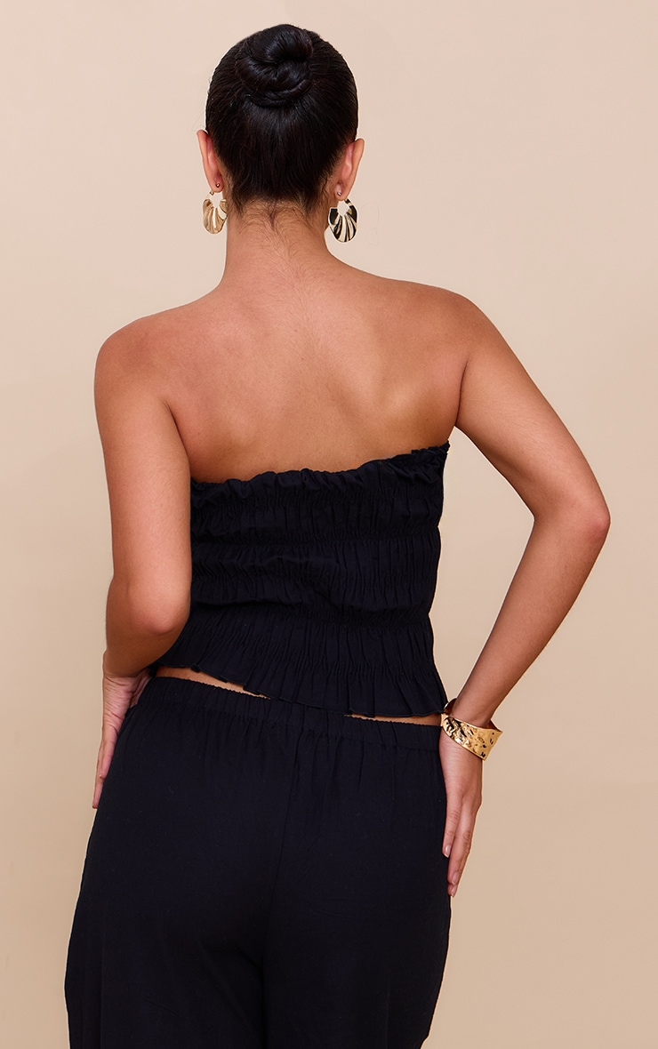Black Shirred Bandeau Top image 2
