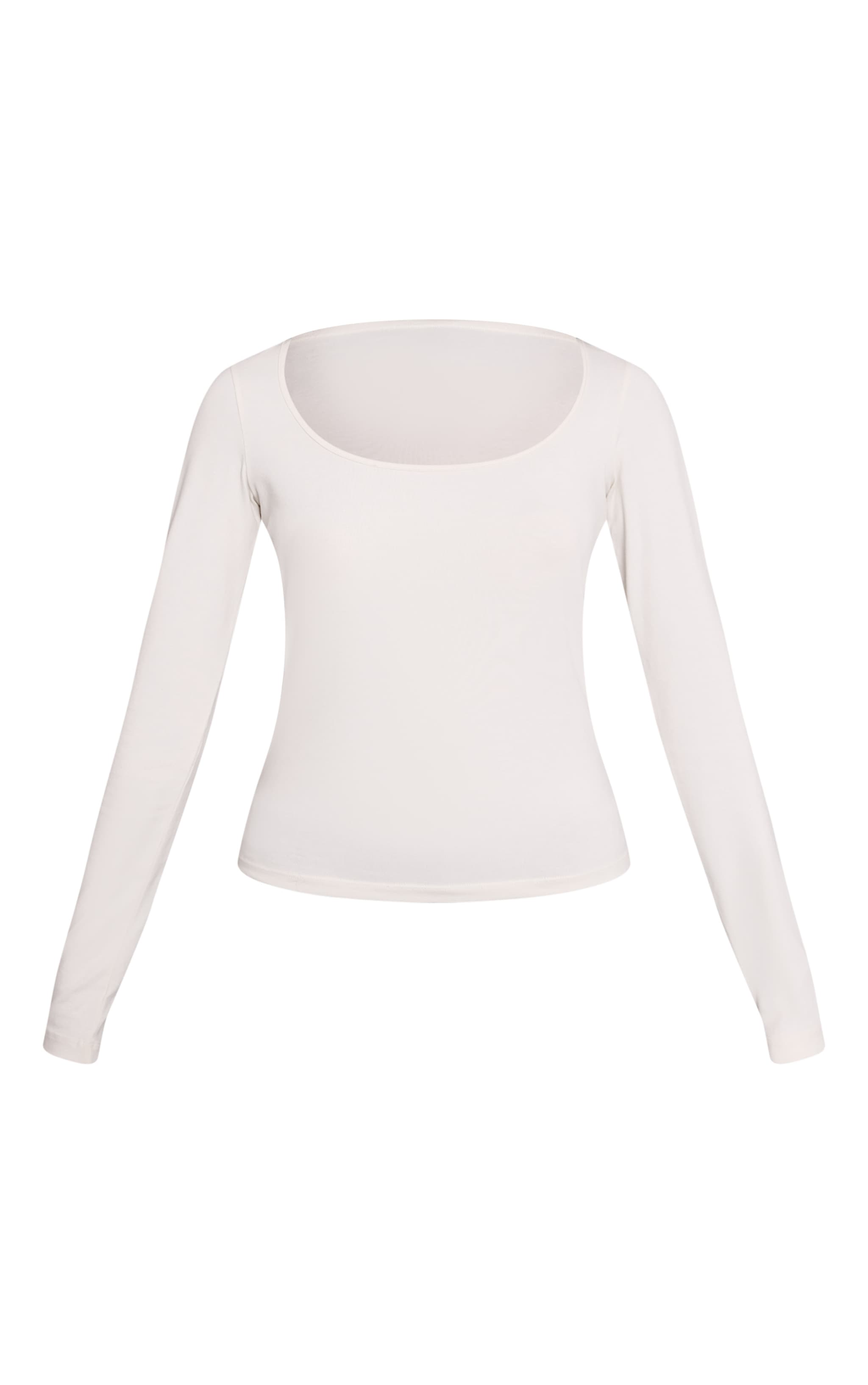 Cream Soft Cotton Scoop Neck Long Sleeve Top image 5