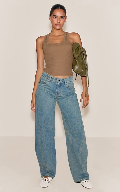 Vintage Seam Detail Relaxed Wide Leg Jeans