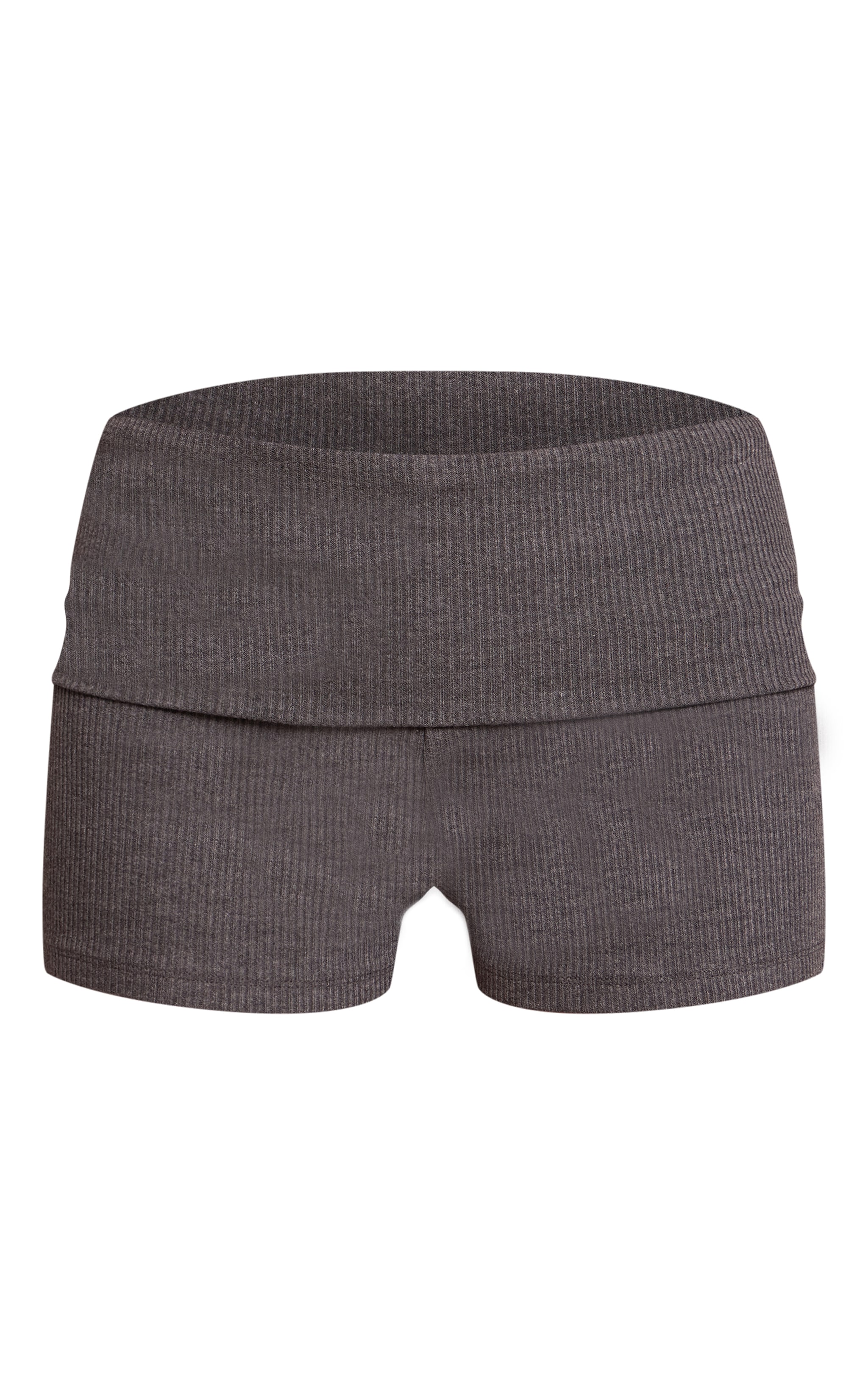 Charcoal Thick Rib Fold Over Detail Hotpant image 6
