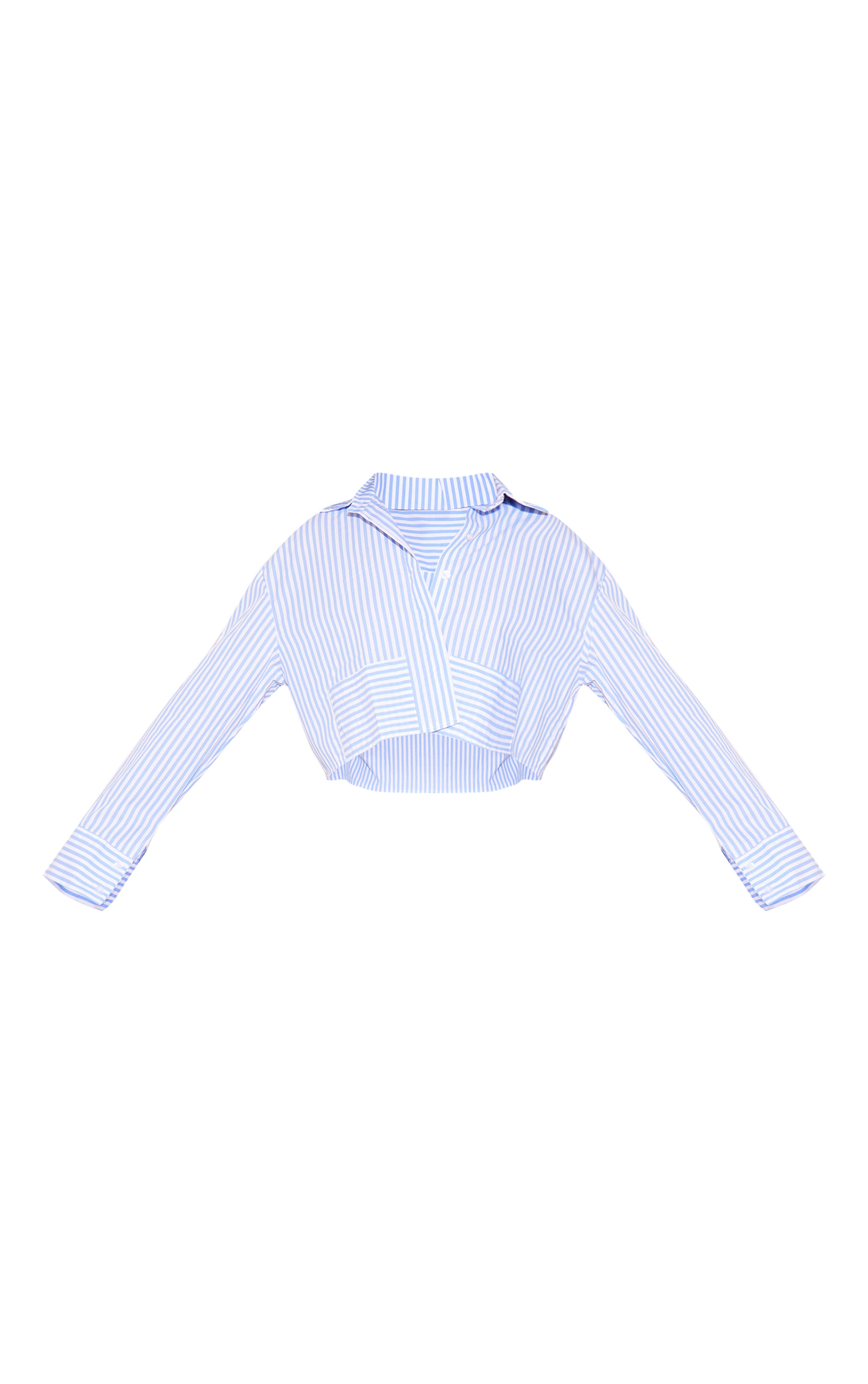 Blue Striped Cropped Oversized Shirt image 5