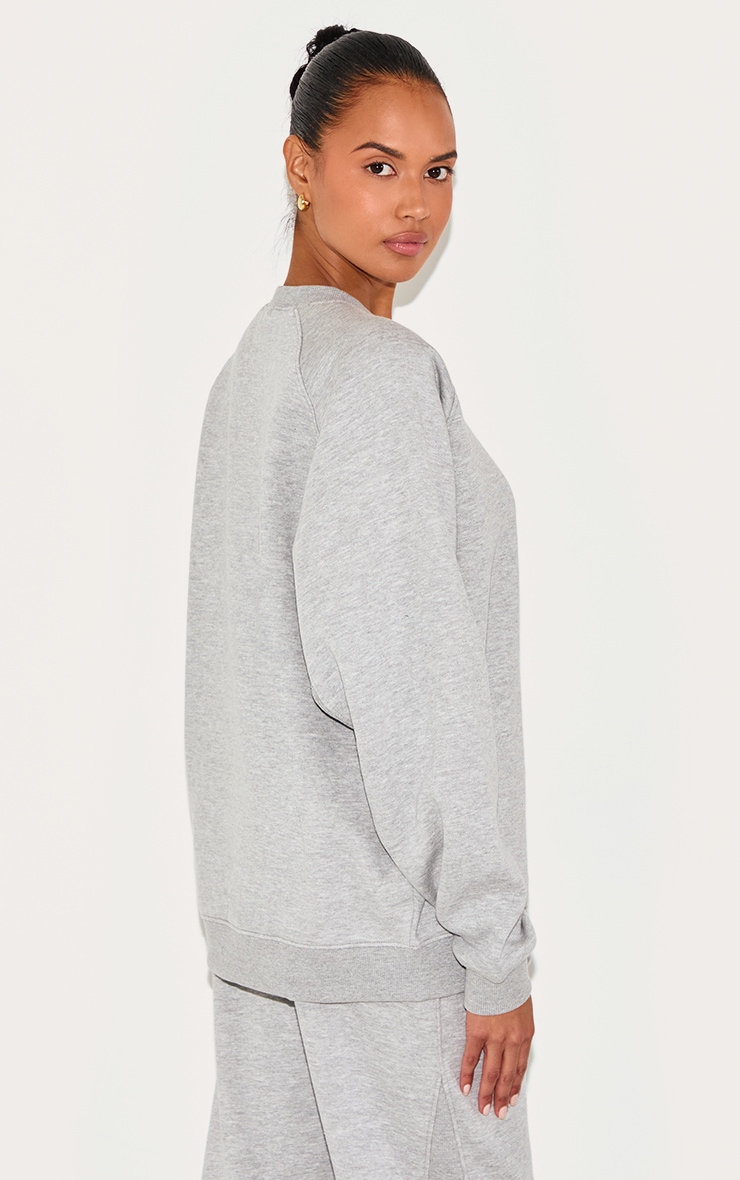 Ash Grey Panelled Rib Detail Oversized Sweatshirt image 2