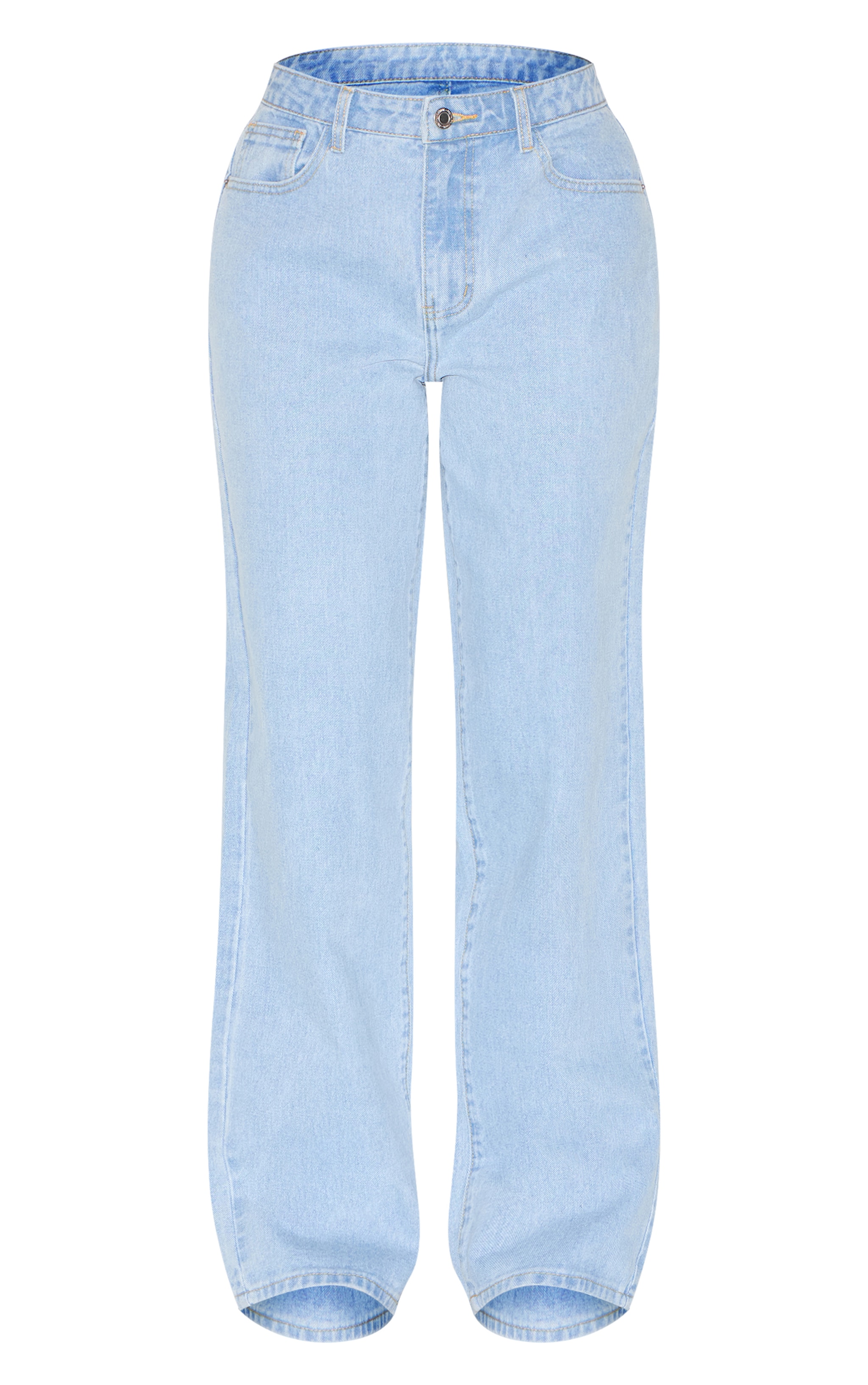 Light Blue Mid Rise Straight Leg Jeans image 5