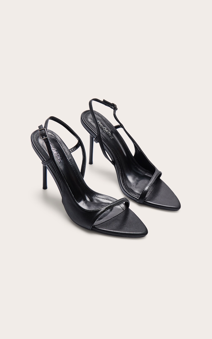 Sandales pointues en PU noir à talon et bride derrière image 3