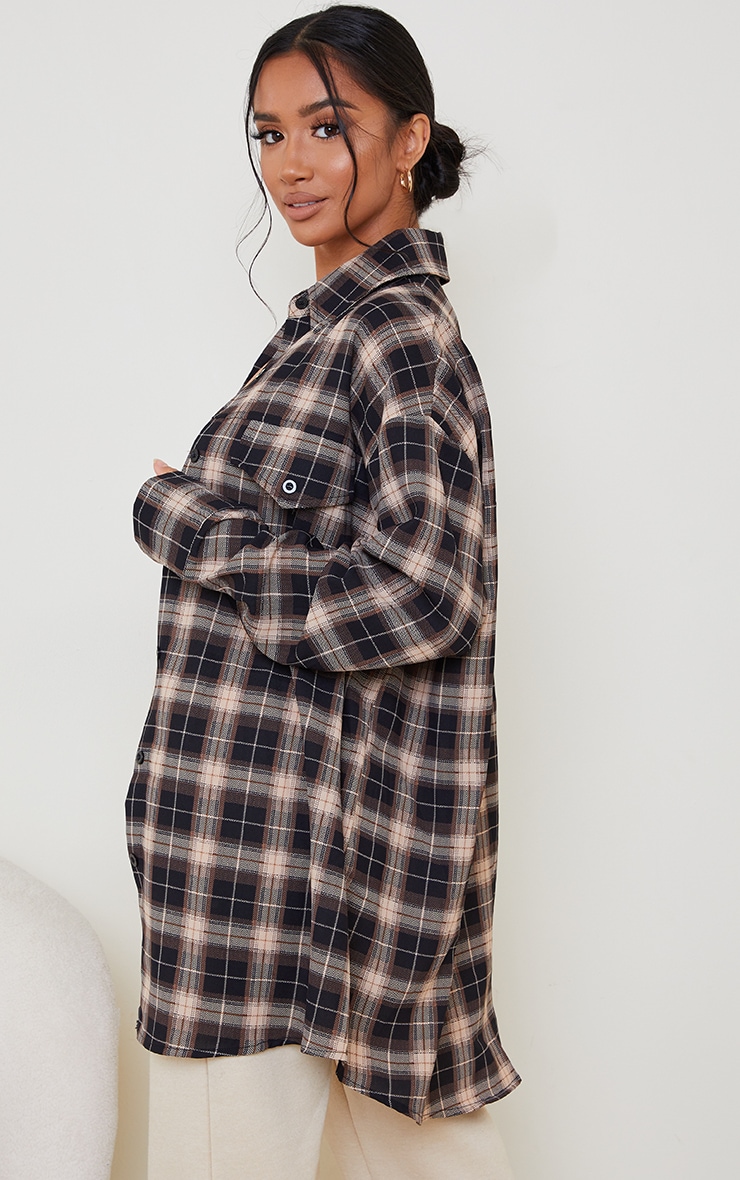 chocolate checked oversized shirt