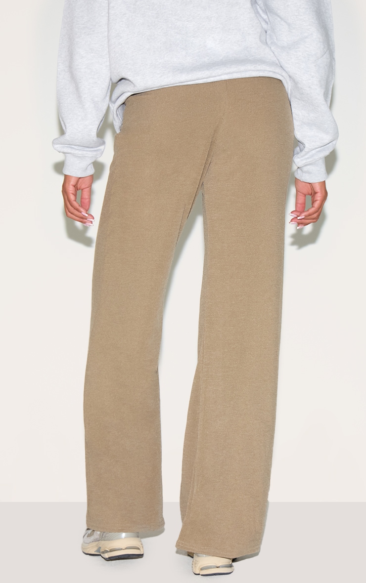 Maternity Khaki Ribbed Wide Leg Pants image 3