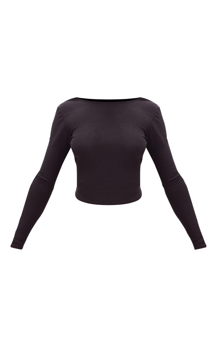 Petite Black Soft Touch Long Sleeve Longline Top image 1