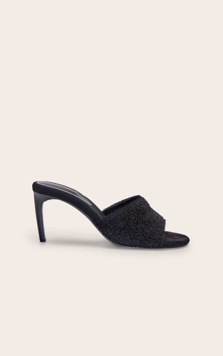 Mules rondes en faux poil de cheval noir image 2