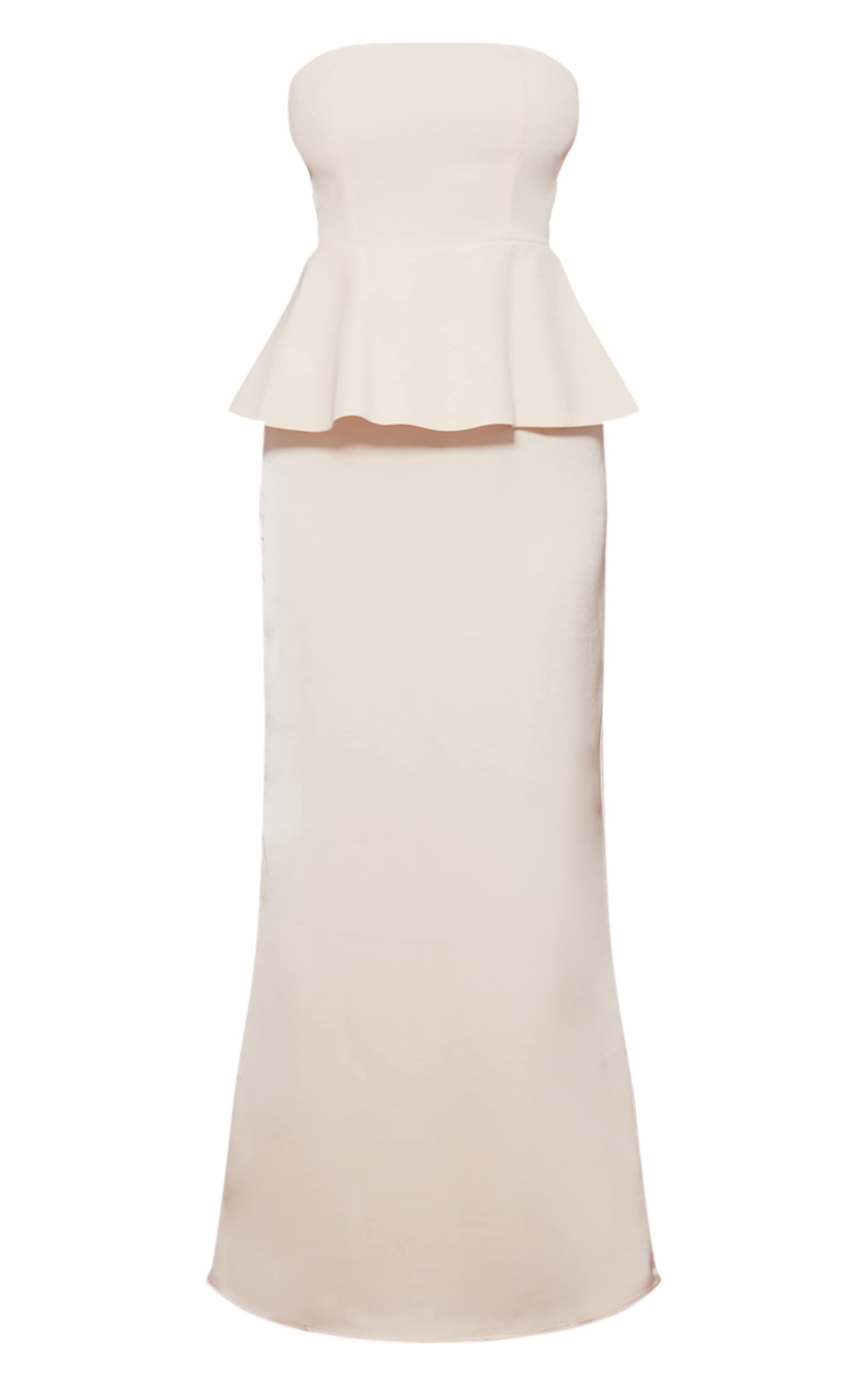 Cream Tailored Peplum Hem Maxi Dress image 5