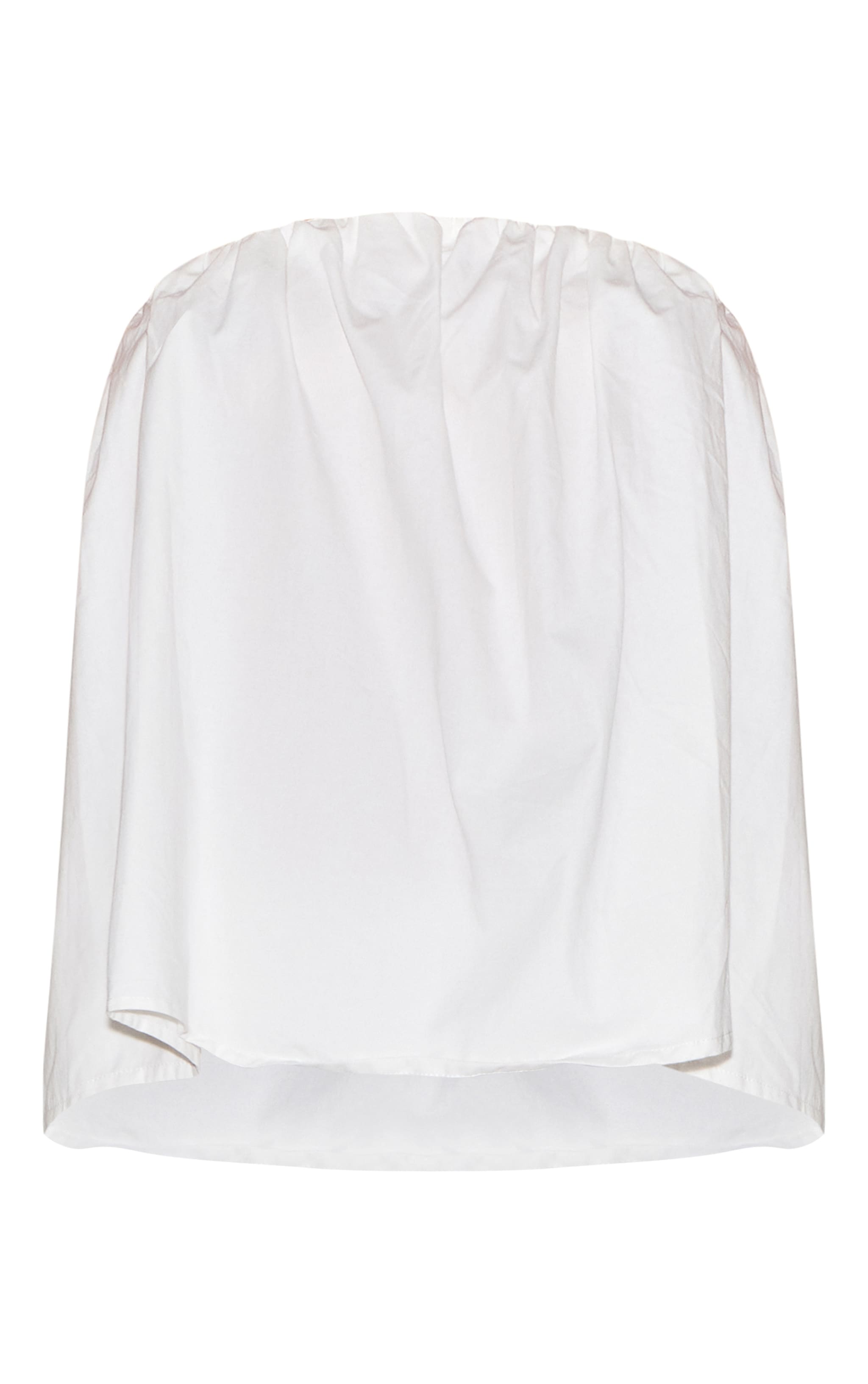 Cream Cotton Woven Ruched Floaty Bandeau Top image 5