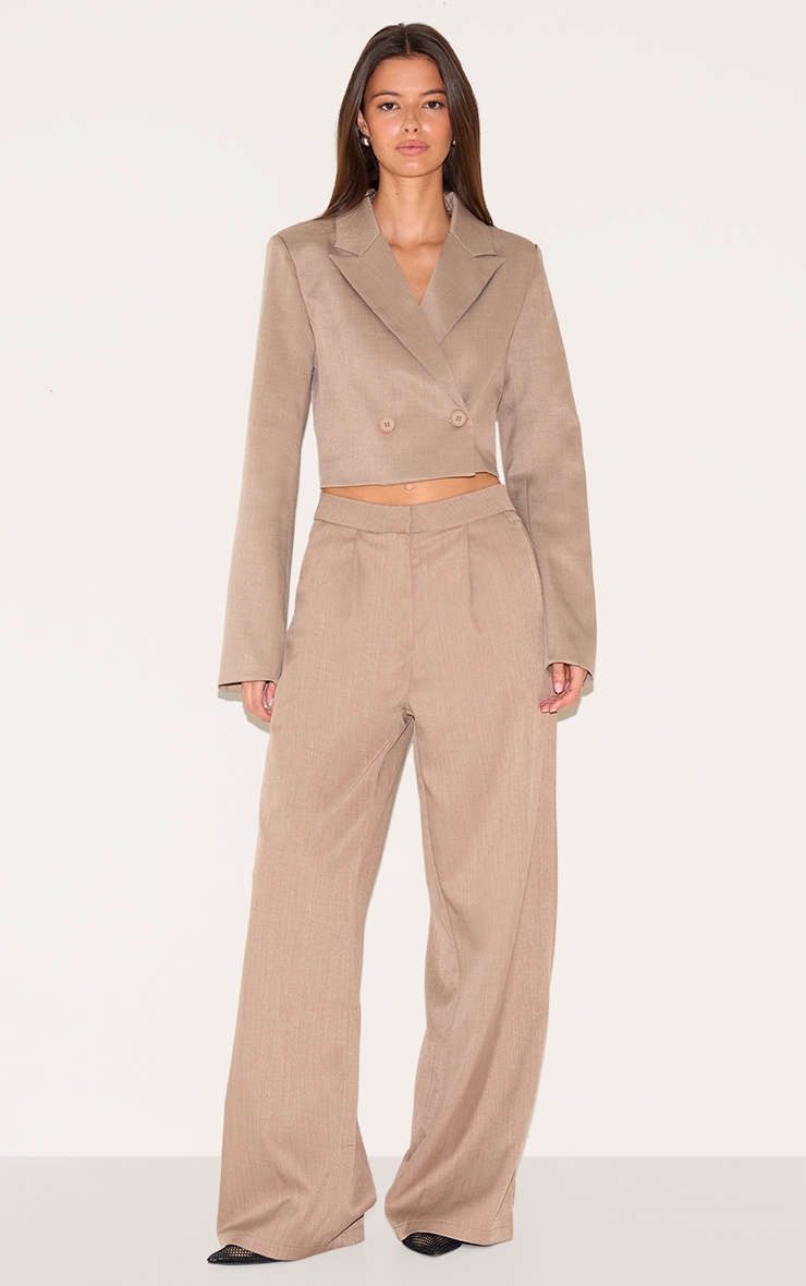 Pantalon de tailleur large tissé gris champignon image 1