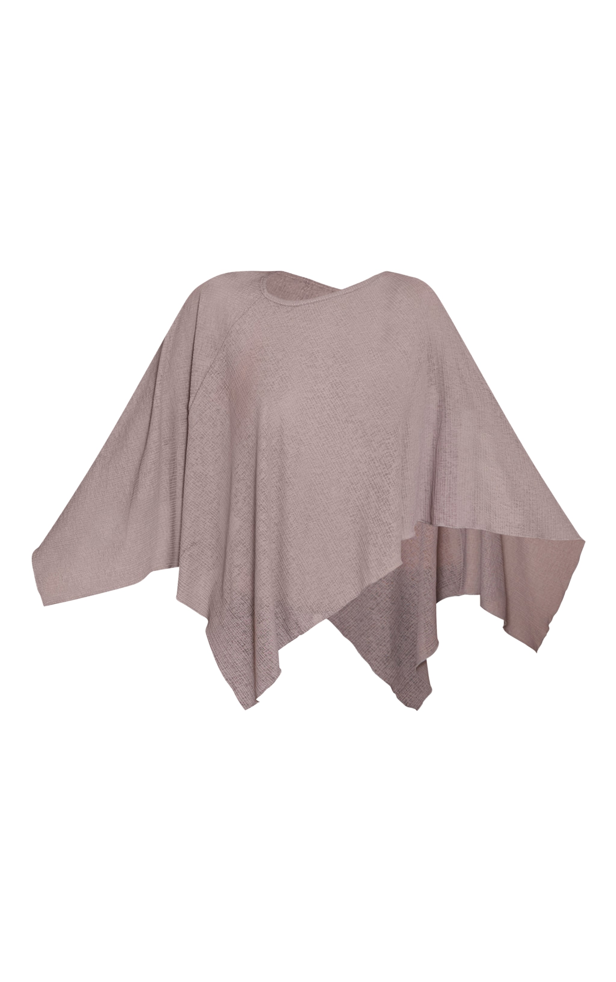 Mushroom Ribbed Burnout Mesh Cape Detail Long Top image 5