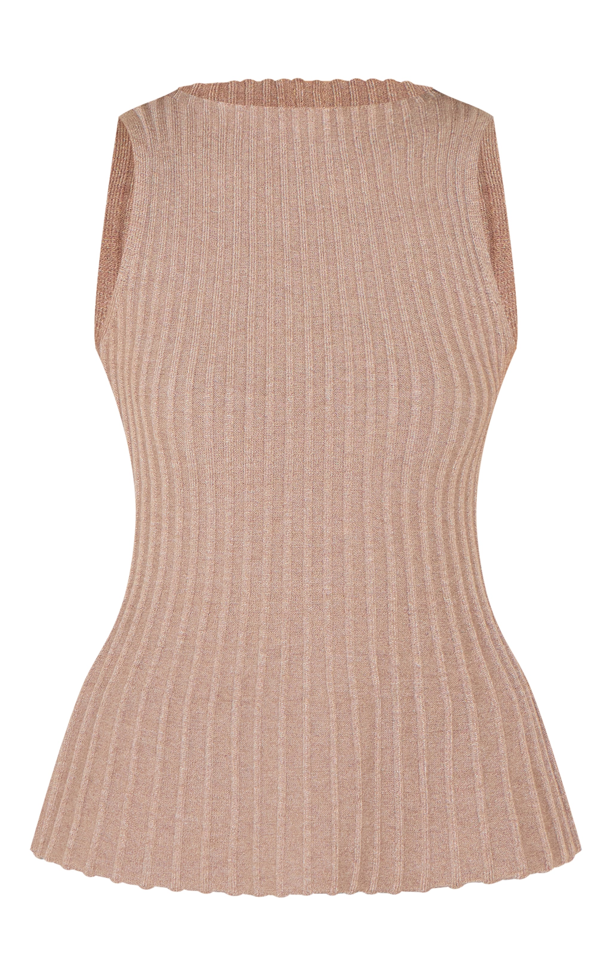 Mocha Rib Knit Boat Neck Peplum Top image 5