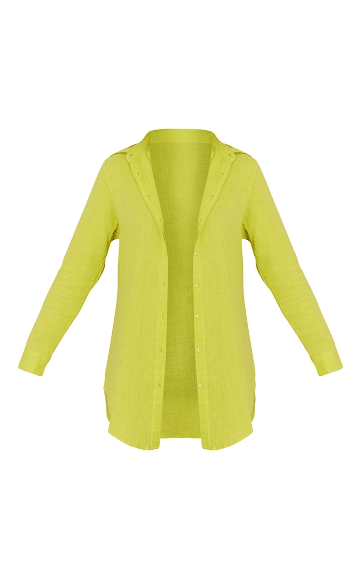 Olive Soft Crinkle Oversized Beach Shirt Dress image 5