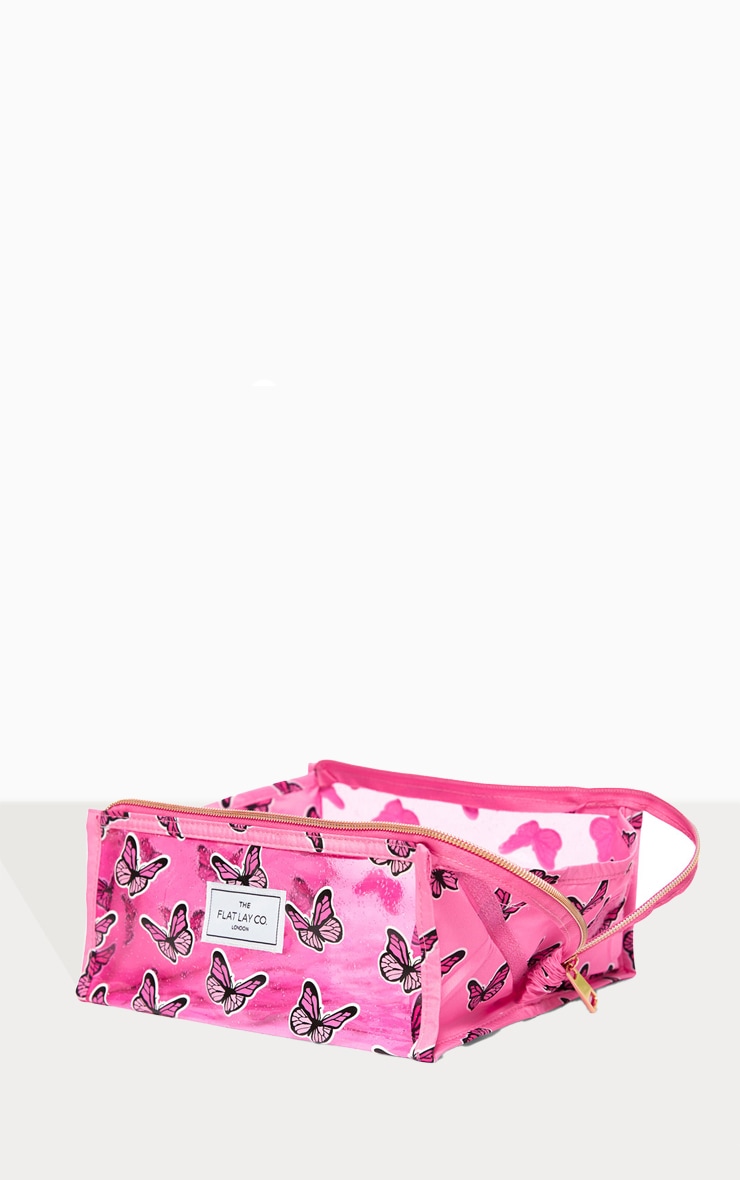 The Flat Lay Co. Makeup Jelly Box Bag in Pink Glitter Butterflies image 4