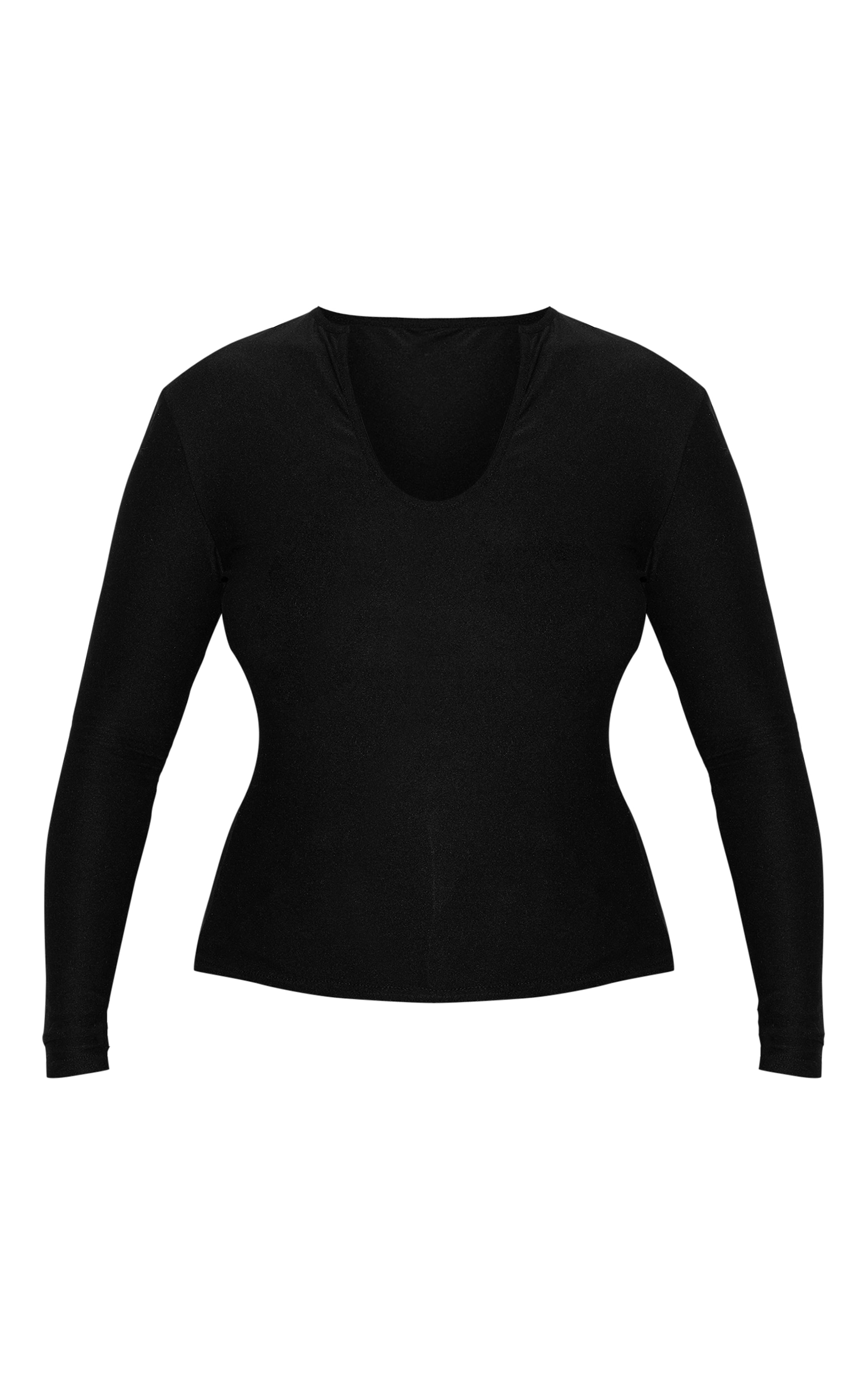 Plus Black Soft Touch V Neck Long Sleeve Top image 5