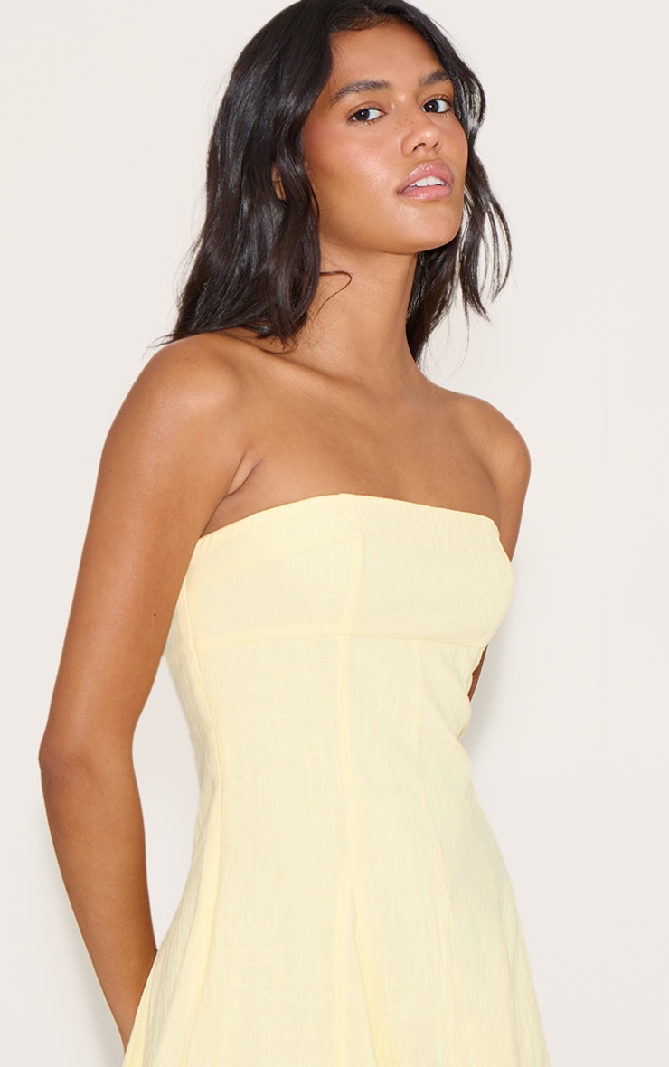 Lemon Bandeau Pleated Shift Dress image 4