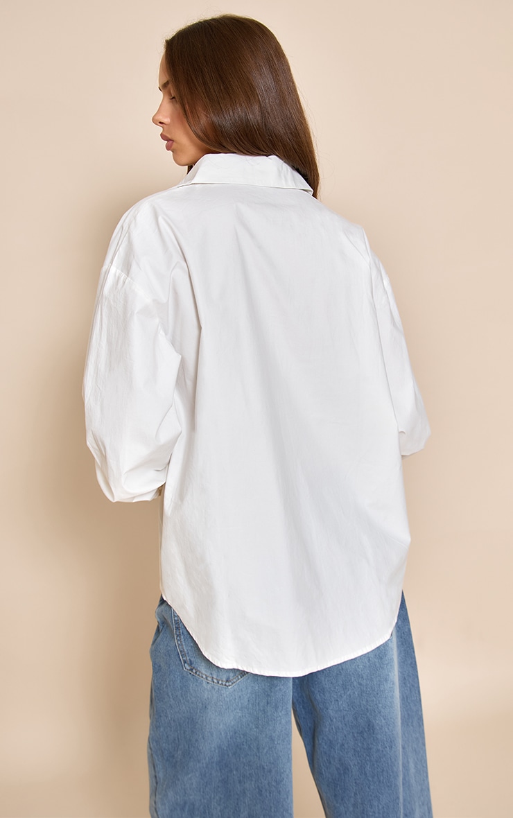 White Cotton Multi Button Cinched Shirt