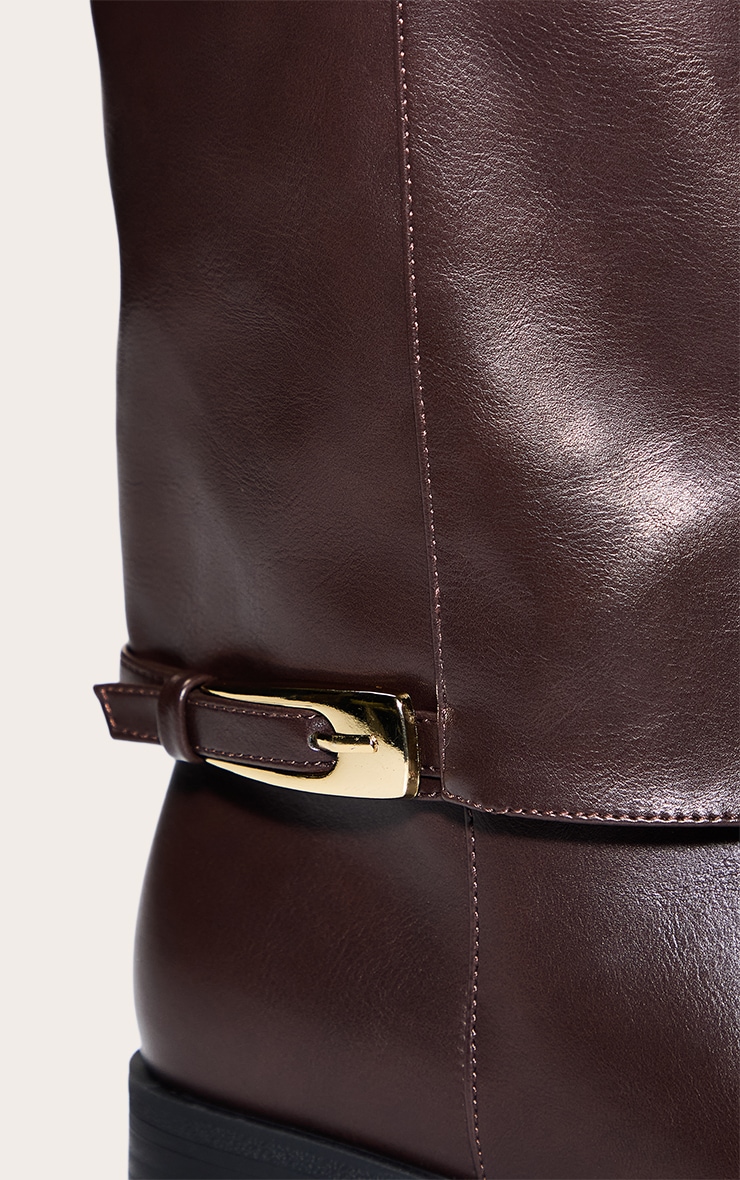 Chocolate Fold Over Riding Knee High Boot image 5