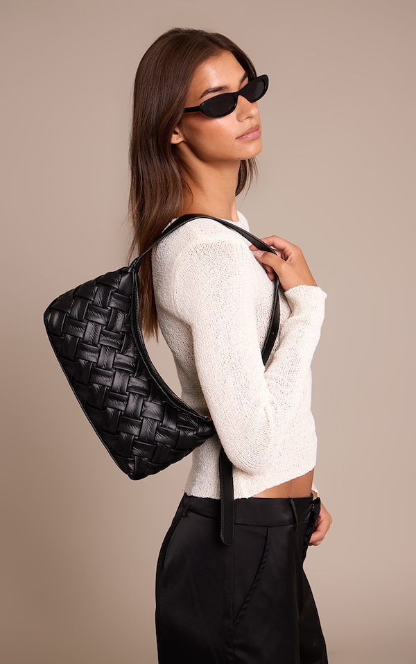 Black Hand Weave Shoulder Bag