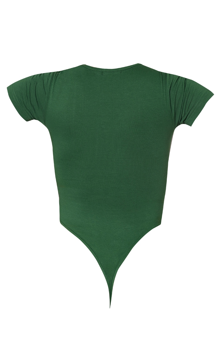 PRETTYLITTLETHING Forest Green Logo Short Sleeved Bodysuit image 6