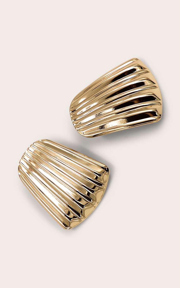 Gold Ridge Statement Stud Earrings image 2