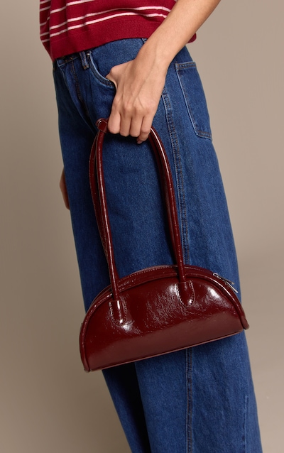 Burnt Red Crinkle PU Bowler Shoulder Bag