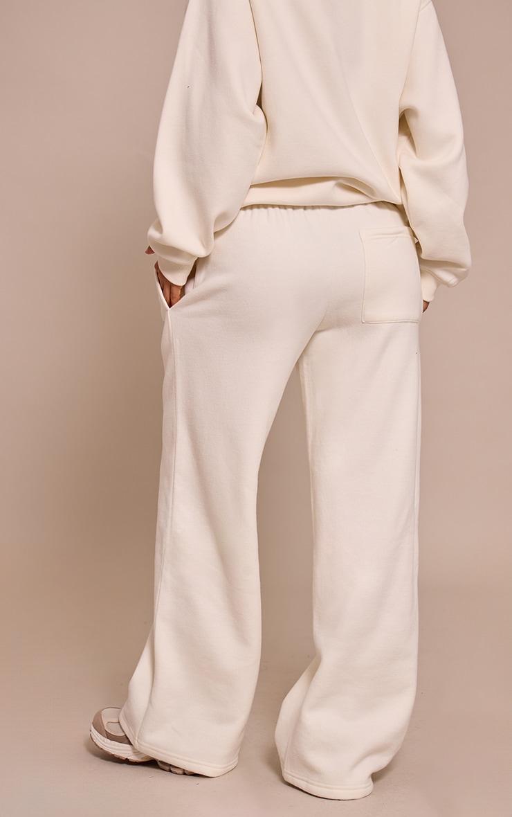 Petite Ecru Sports Club Cotton Fleece Straight Leg Sweatpants image 3