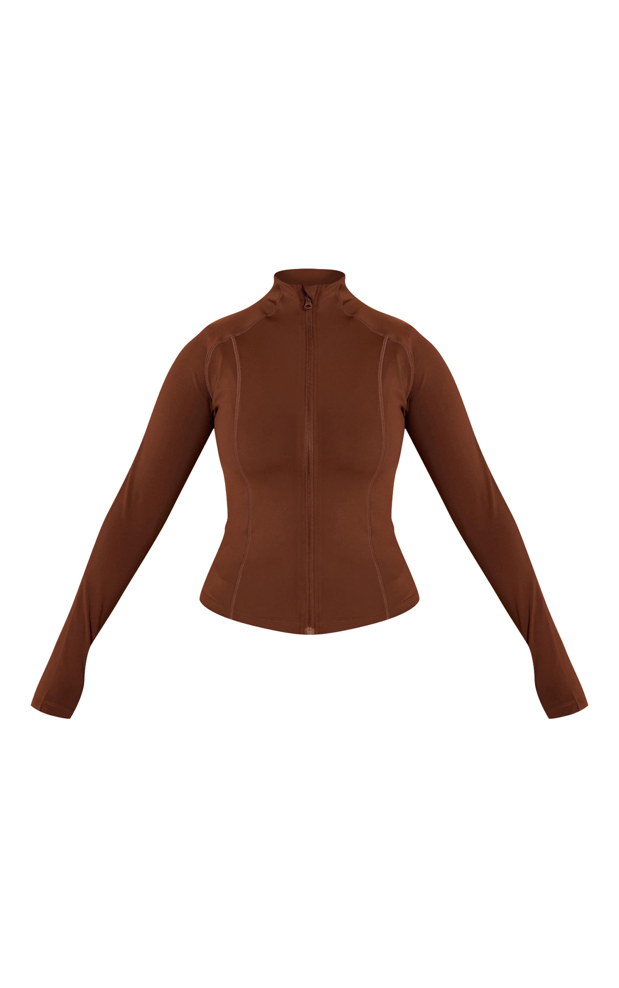 Shape Chocolate Sculpt Seam Detail Long Sleeve Zip Front Jacket image 5