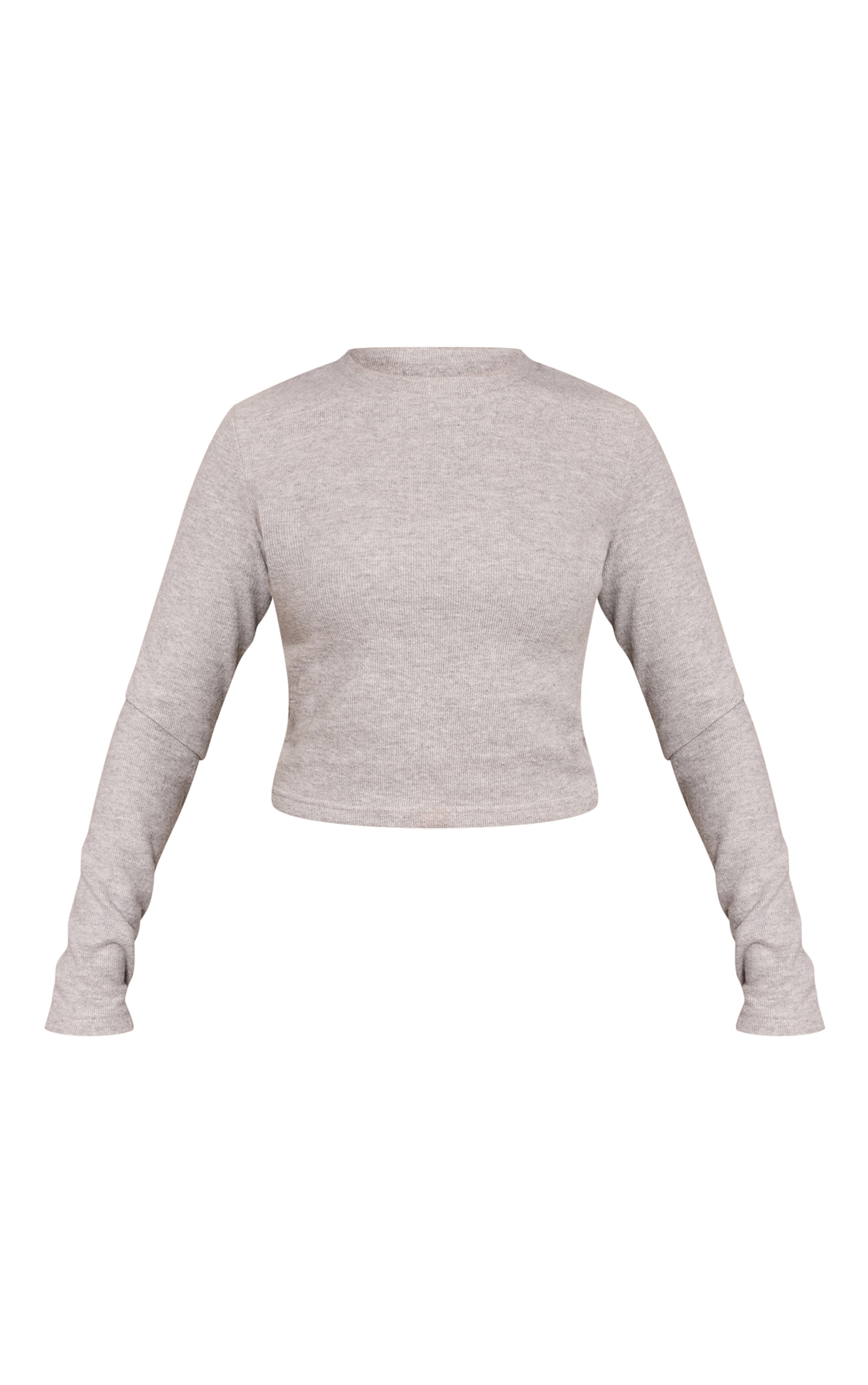 Petite Grey Marl Super Soft Fitted Long Sleeve Top image 5