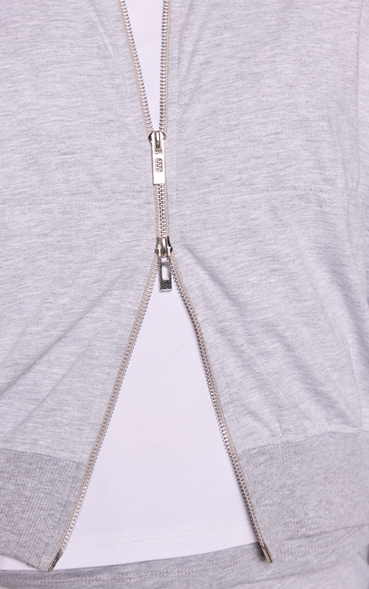 Grey Marl Casual Zip Through Bomber image 4