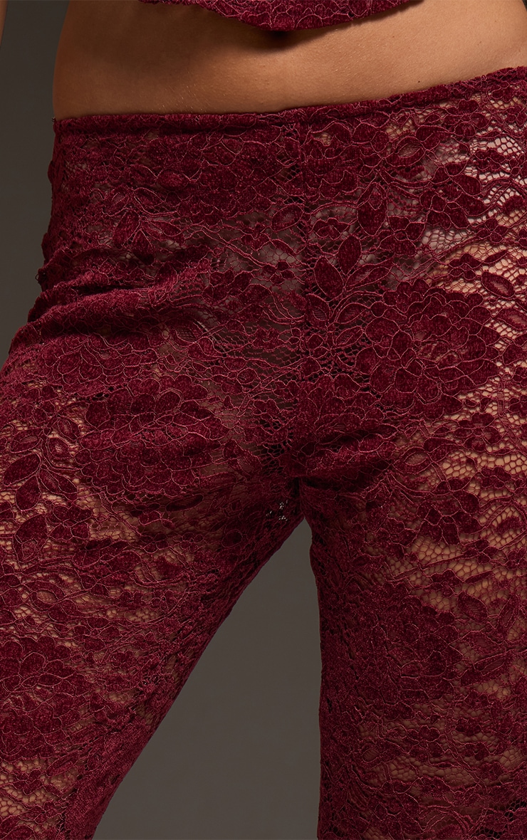 Dark Wine Lace Mid Rise Skinny Flares image 4