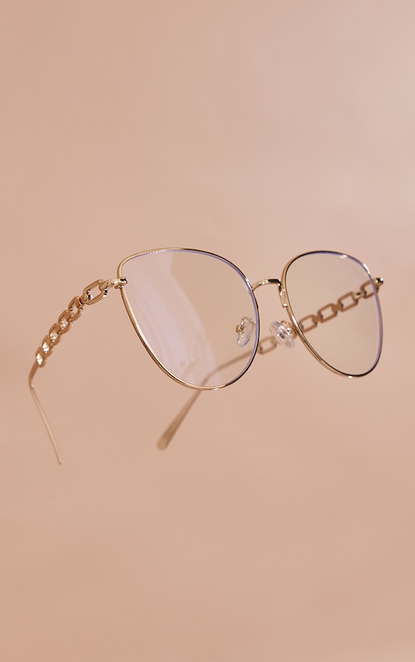 Gold Rounded Cat Eye Blue Light Readers PrettyLittleThing AUS