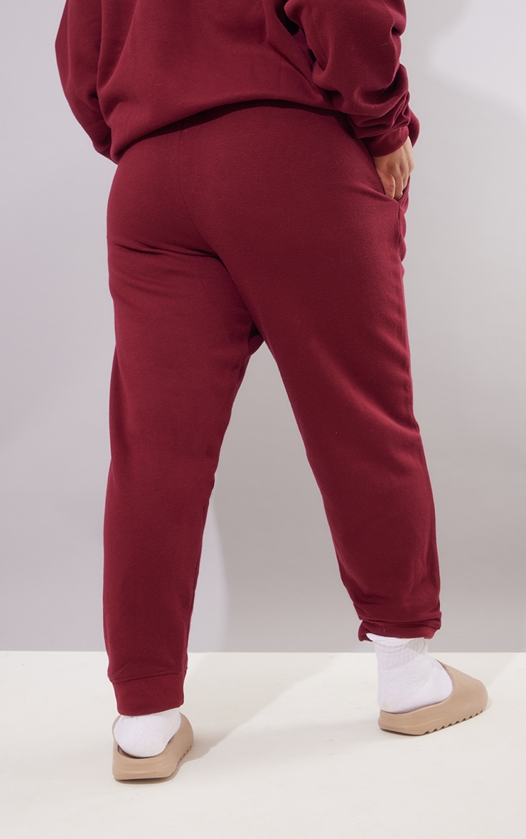 PRETTYLITTLETHING Plus Berry Cuffed Track Pants image 3