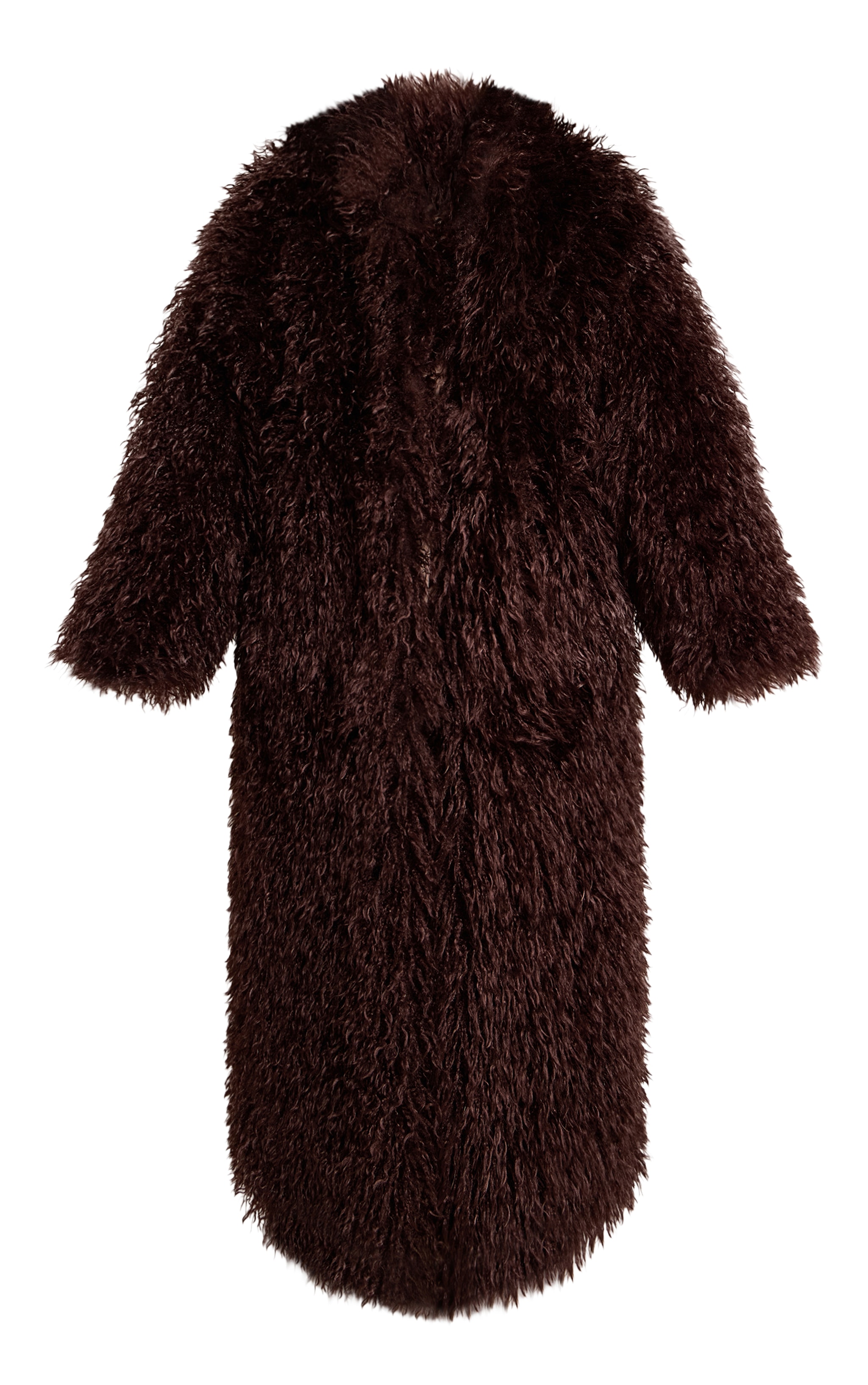 Petite Manteau long en fausse fourrure Mongole chocolat sans revers image 5