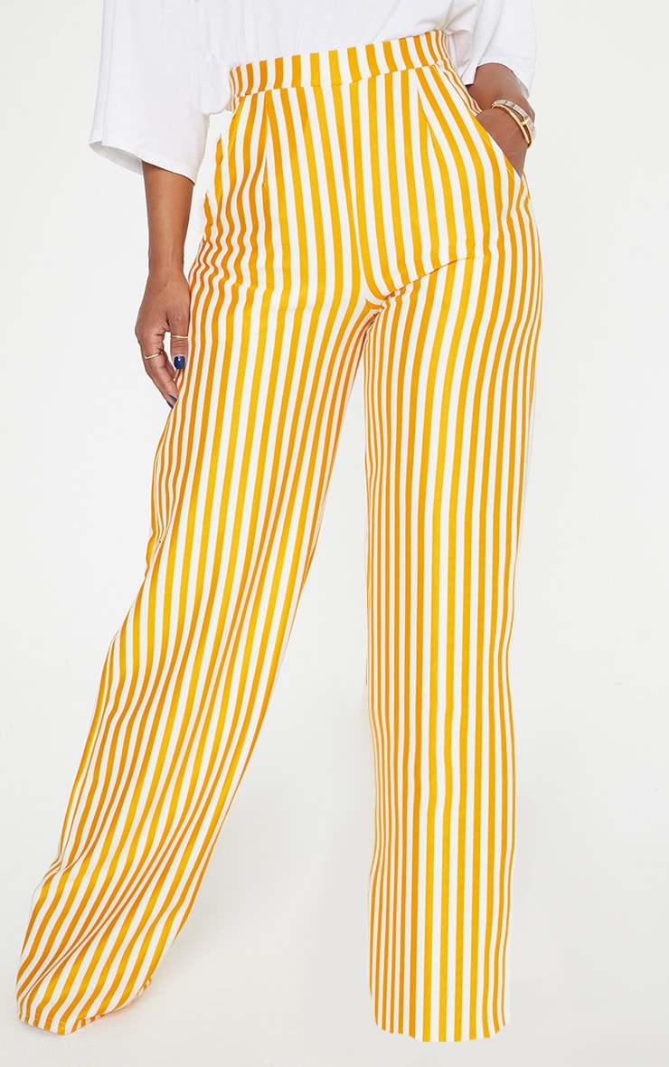 Yellow white striped pants best sale