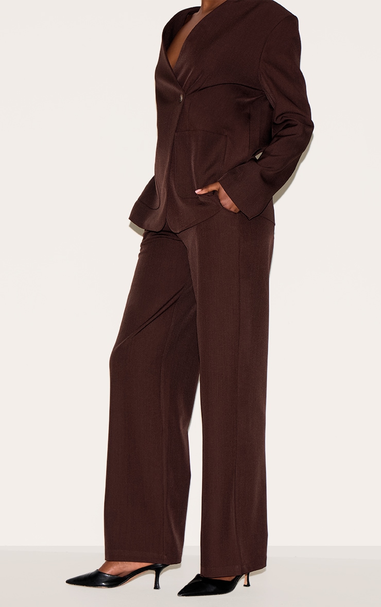 Dark Brown Tailored Woven Mid Rise Pants image 2