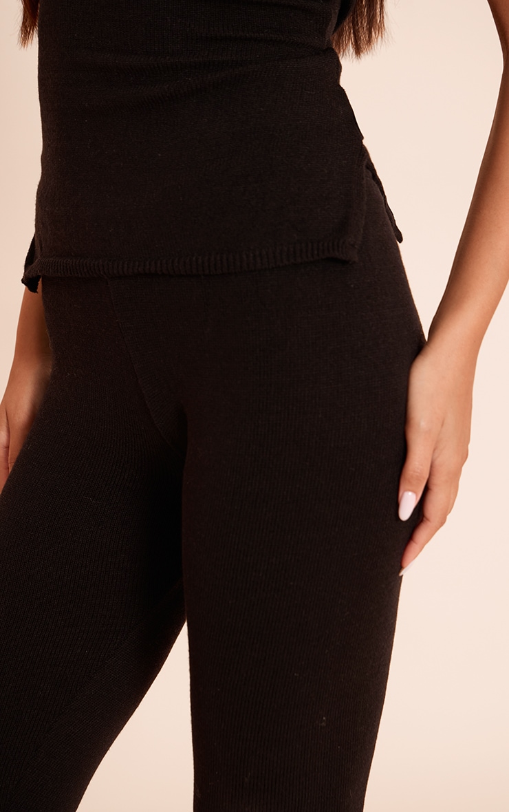 Black Trim Detail Knit Capris  image 4