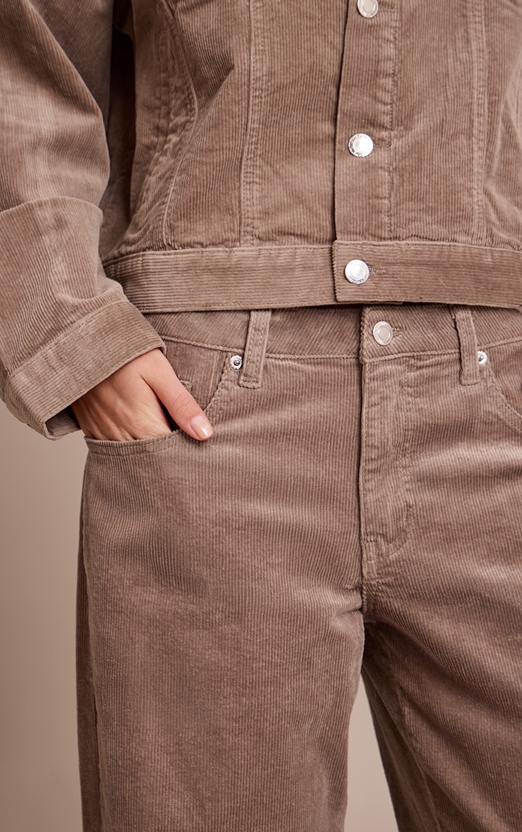 Taupe Cord Wide Leg Jeans image 4