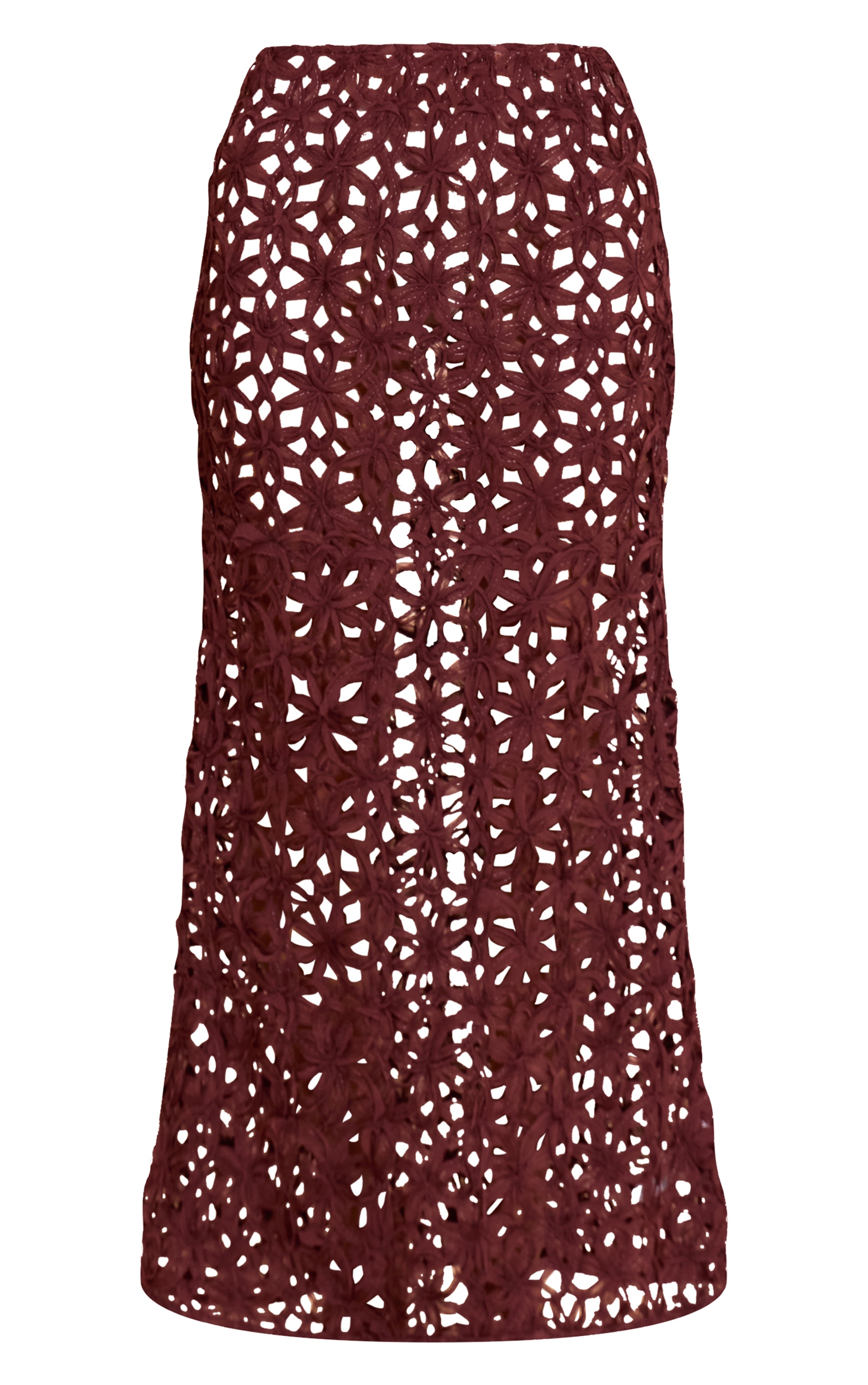 Dark Brown Textured Floral Maxi Skirt image 5