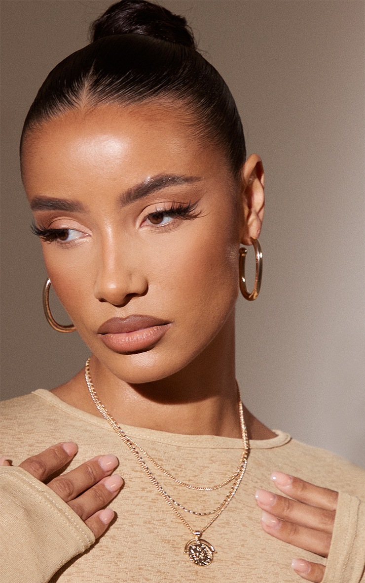 Gold Simple Elongated Hoop Earrings PrettyLittleThing