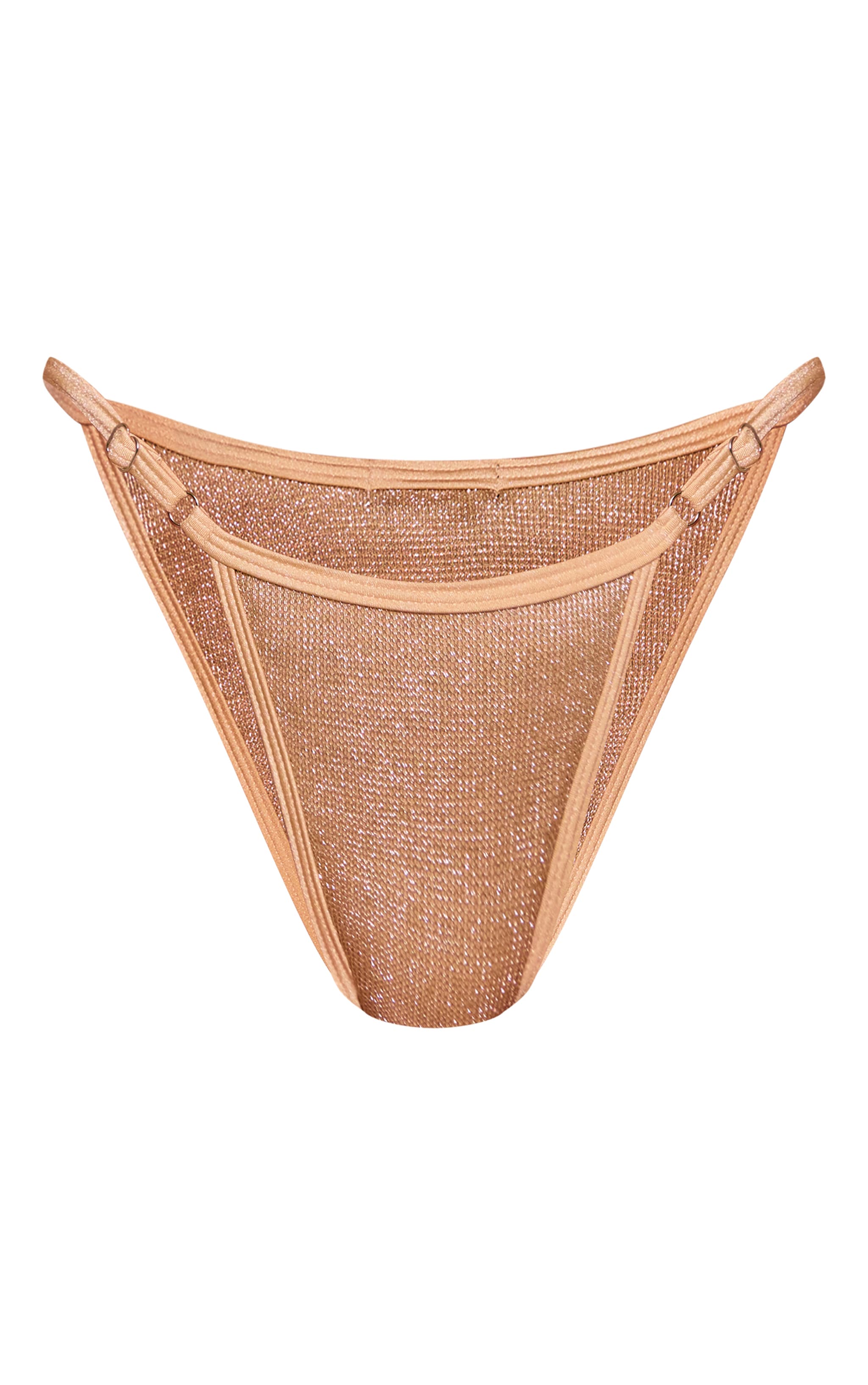 Gold Textured Lurex Tanga Bikini Bottoms image 5