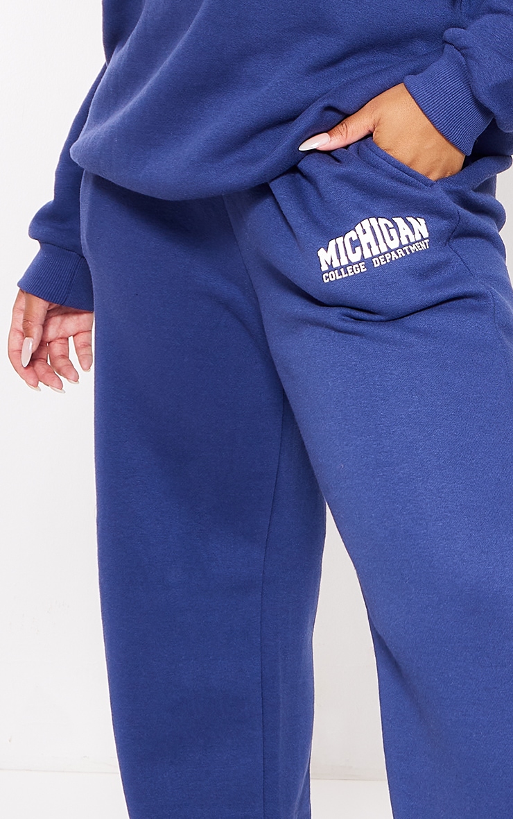 Plus Navy Michigan Printed Wide Leg Joggers image 4