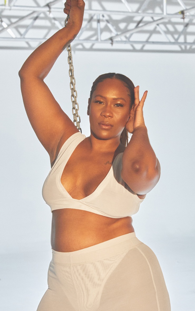 Plus Second Skin Pearl Mesh Scoop Neck Bralette