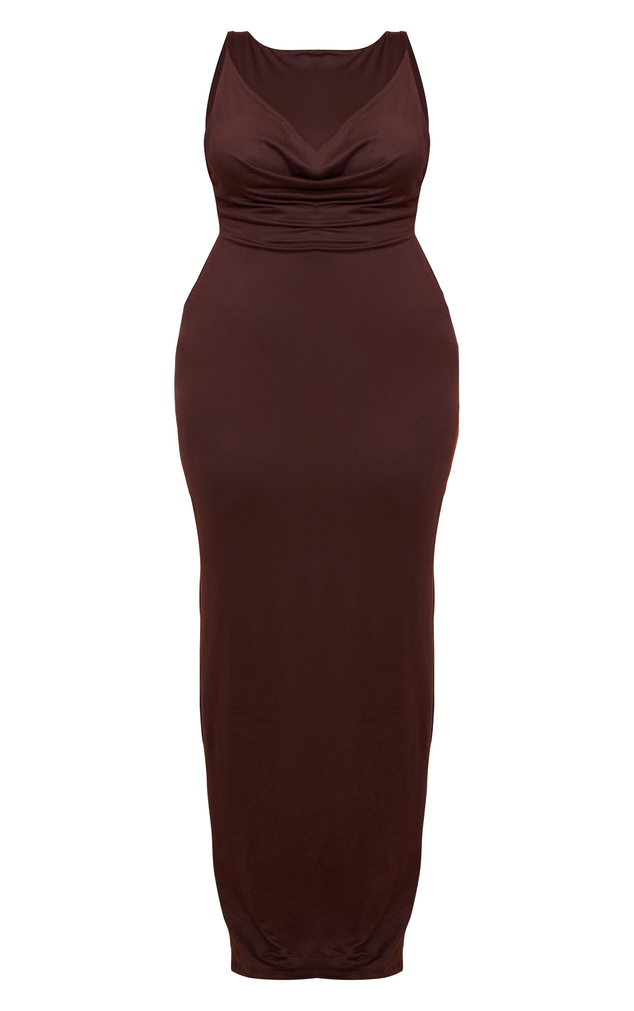 Plus Robe longue doublée gris champignon à buste drapé et contours image 5
