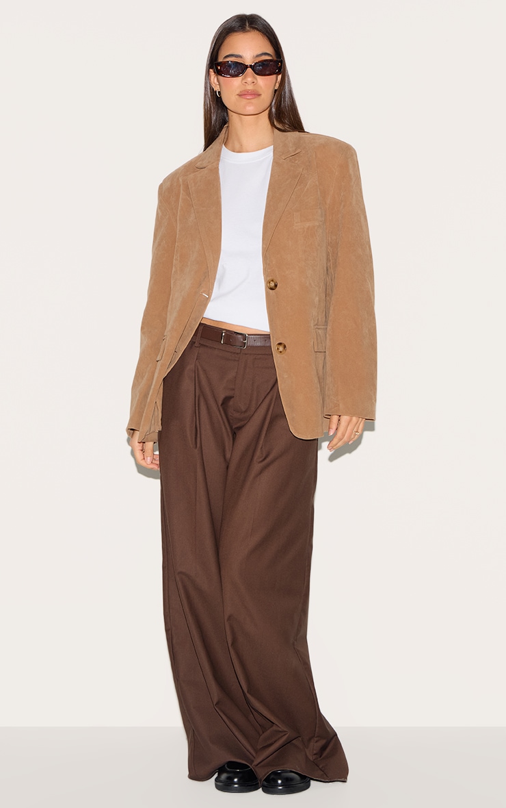 Blazer long en suédine marron clair image 3