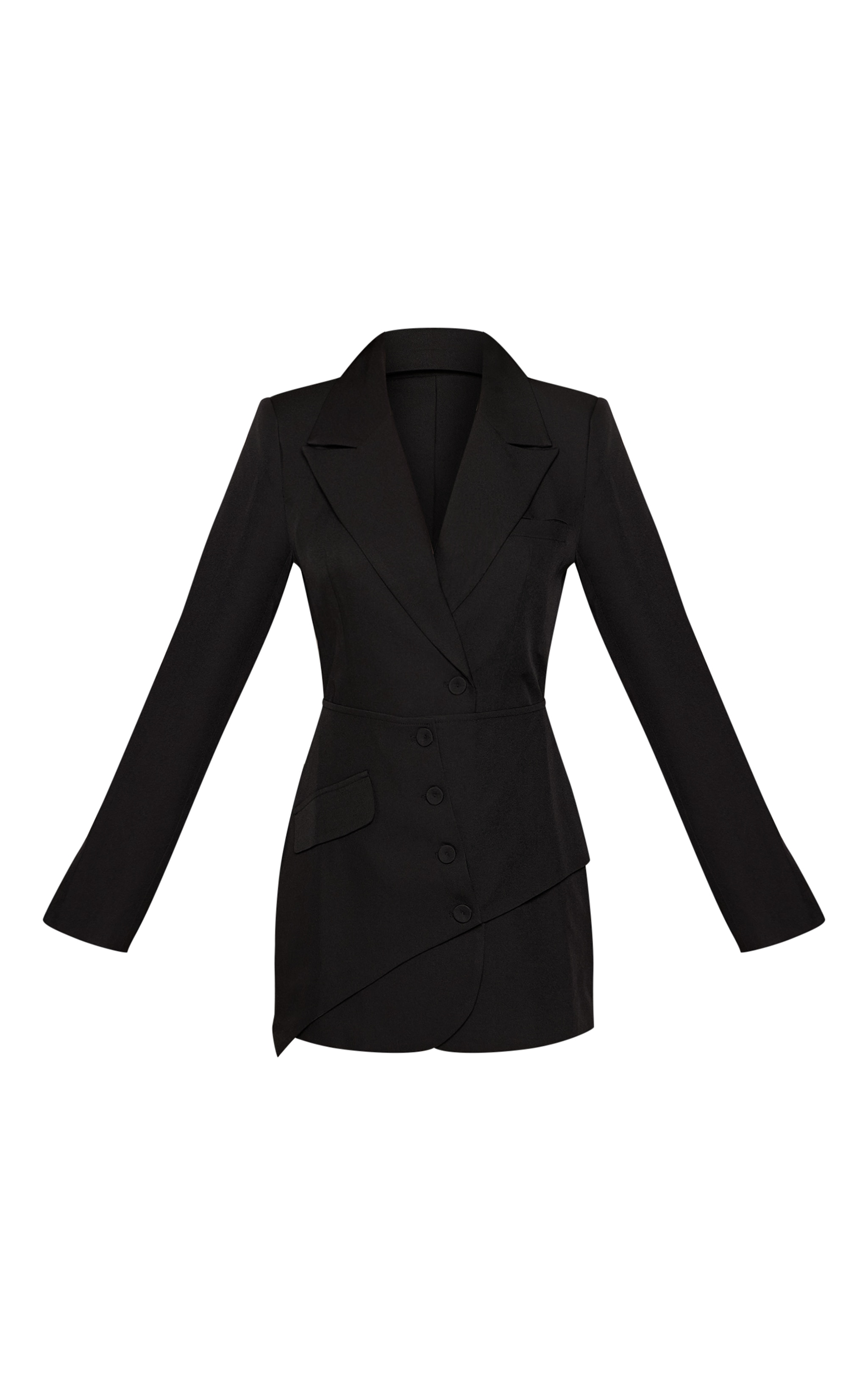Black Overlay Detail Blazer Dress image 5