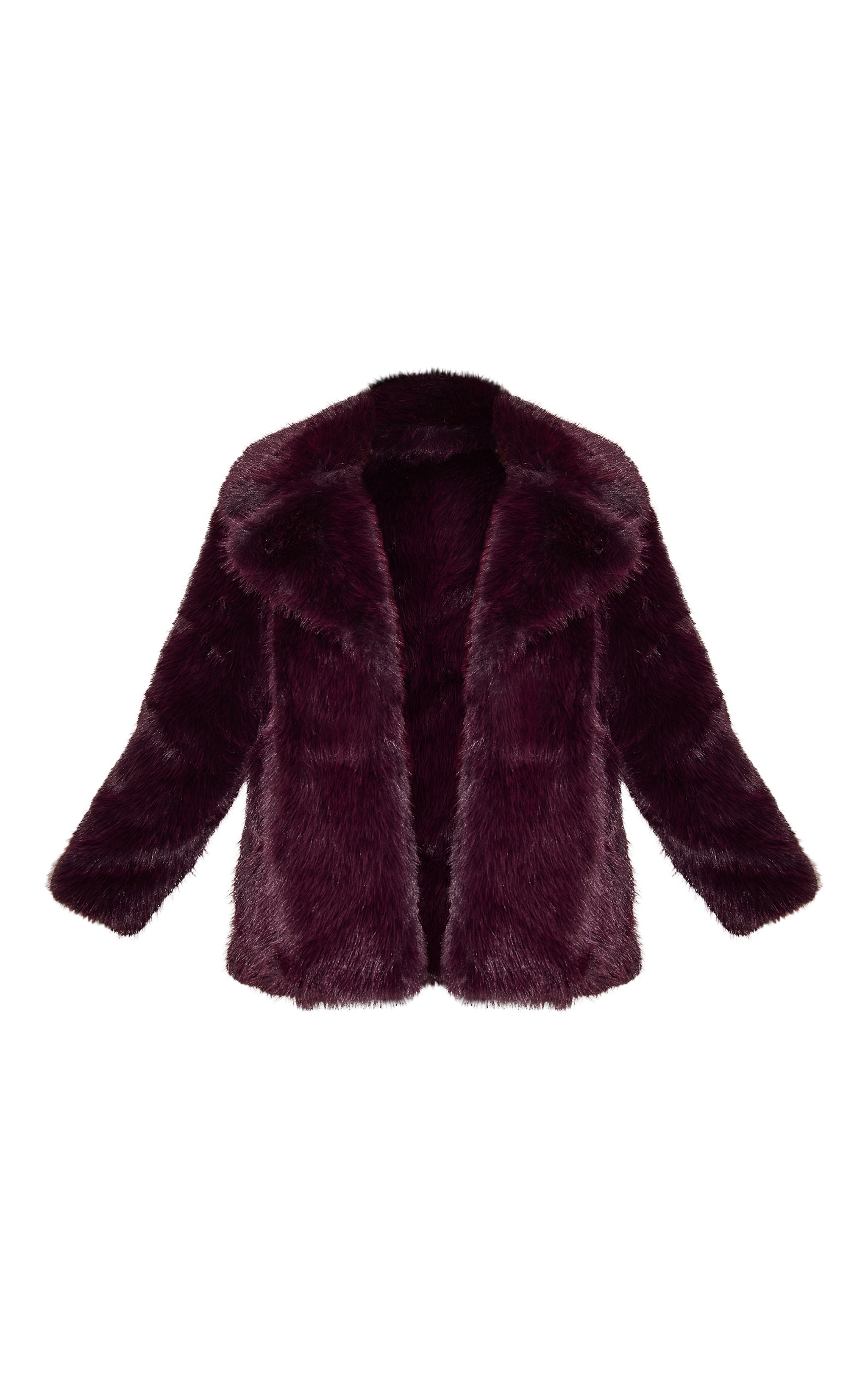 Manteau mi-long oversize en fausse fourrure prune image 5