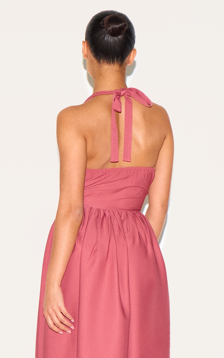 Petite Blush Rose Halter Neck Floaty Maxi Dress image 4